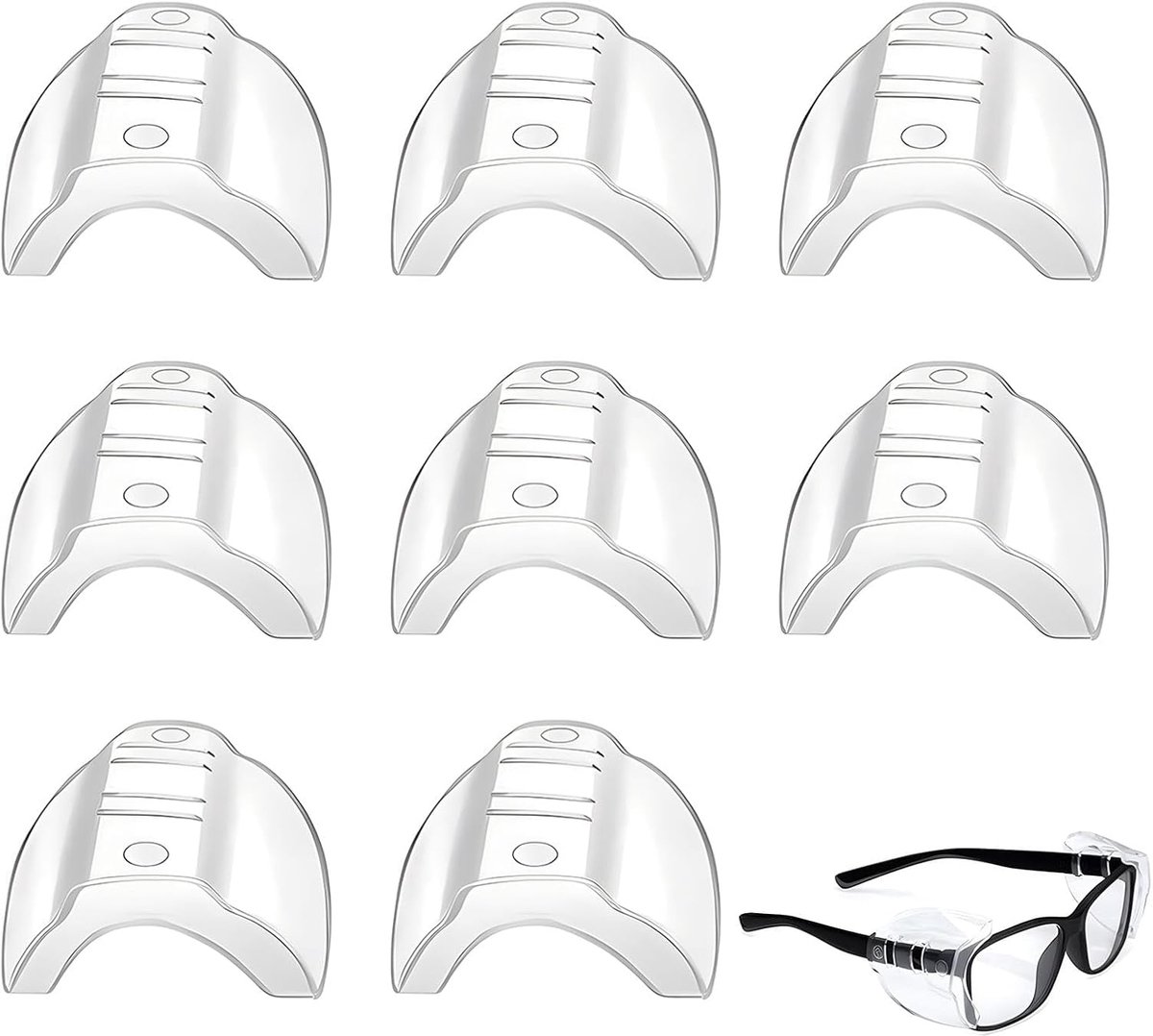 4 paar zijschilden, veiligheidsbril, zijschilden, transparant, flexibele slip-on, extra bescherming voor ogen, geschikt voor lenspoten tot 12 mm breed
