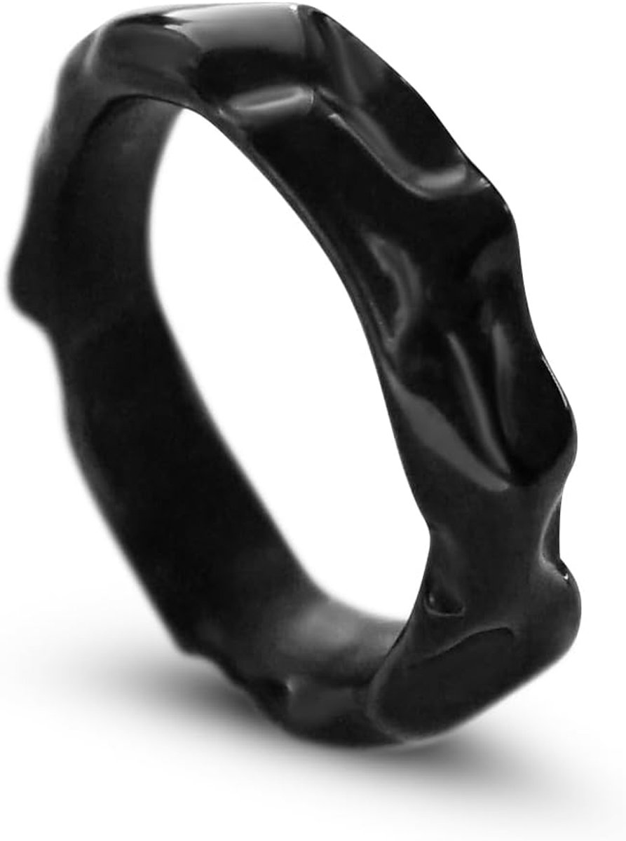 Fashion Herenring, bandring, zilver, zwart, van roestvrij staal, robuust, vintage massief, Roestvrij staal