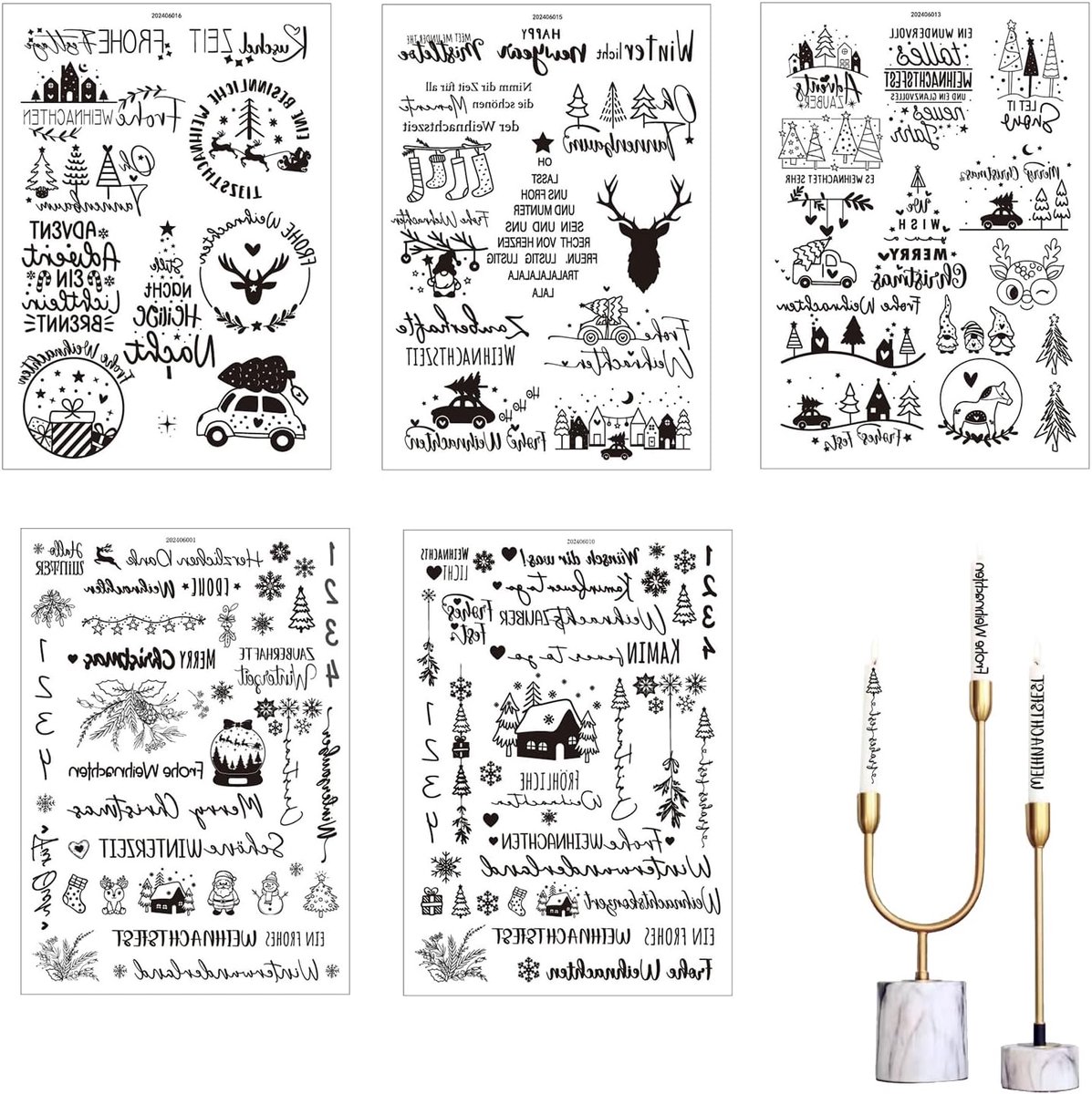5 stuks kaarsentattoos voor Kerstmis, rub on stickers Kerstmis, kaarsen tattoo advent cijfers, folie kaarsen stickers, kaarsenstickers, kaarsenstickers, vrolijke kaarsenatoos, Rub Ons, spreuken voor