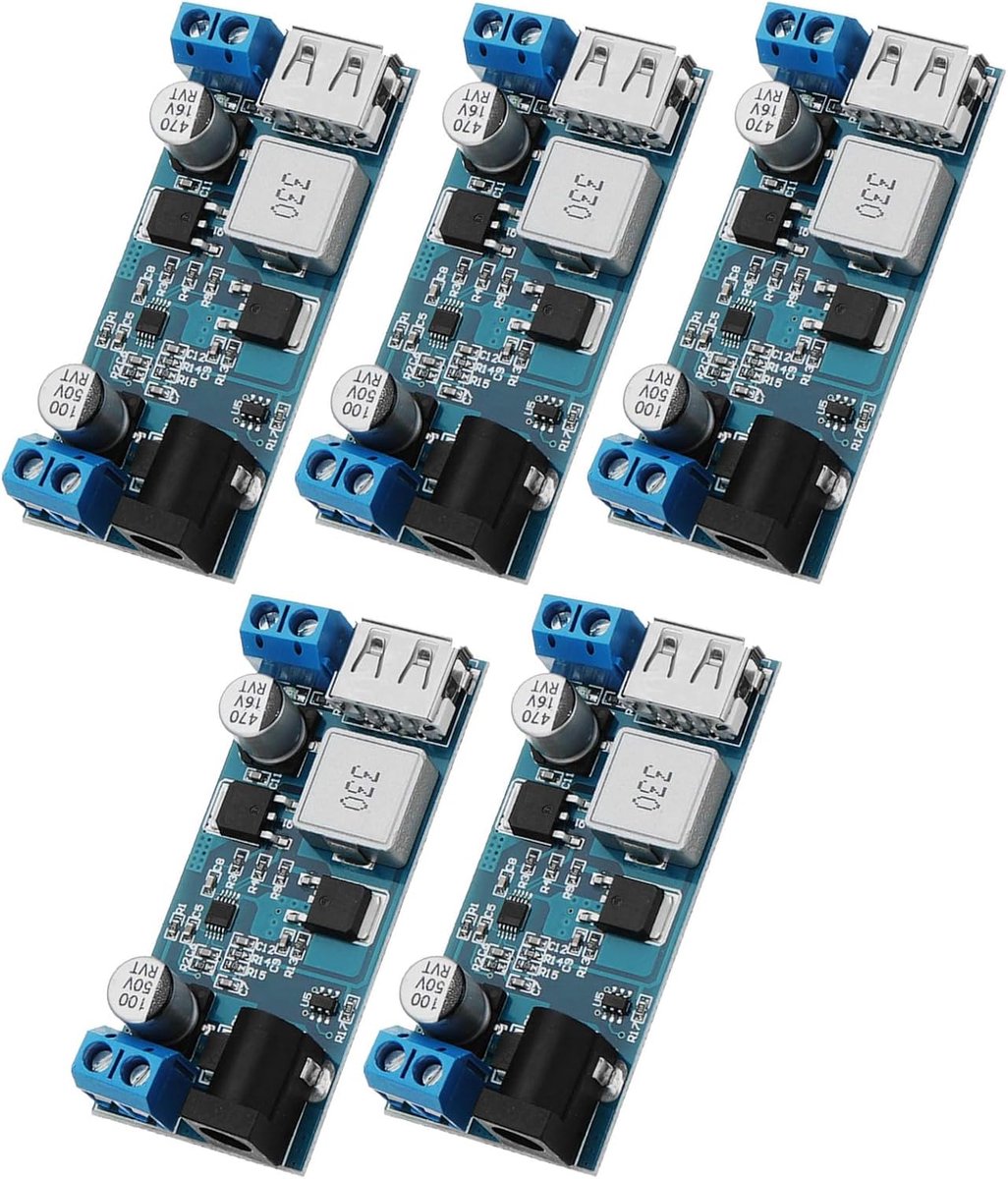 6V 9V 12V 24V naar DC 5V 5A Buck Converter Module, 9-36V Step Down naar USB 5V Transformator Dual Output Spanningsregelbord (5 stuks)