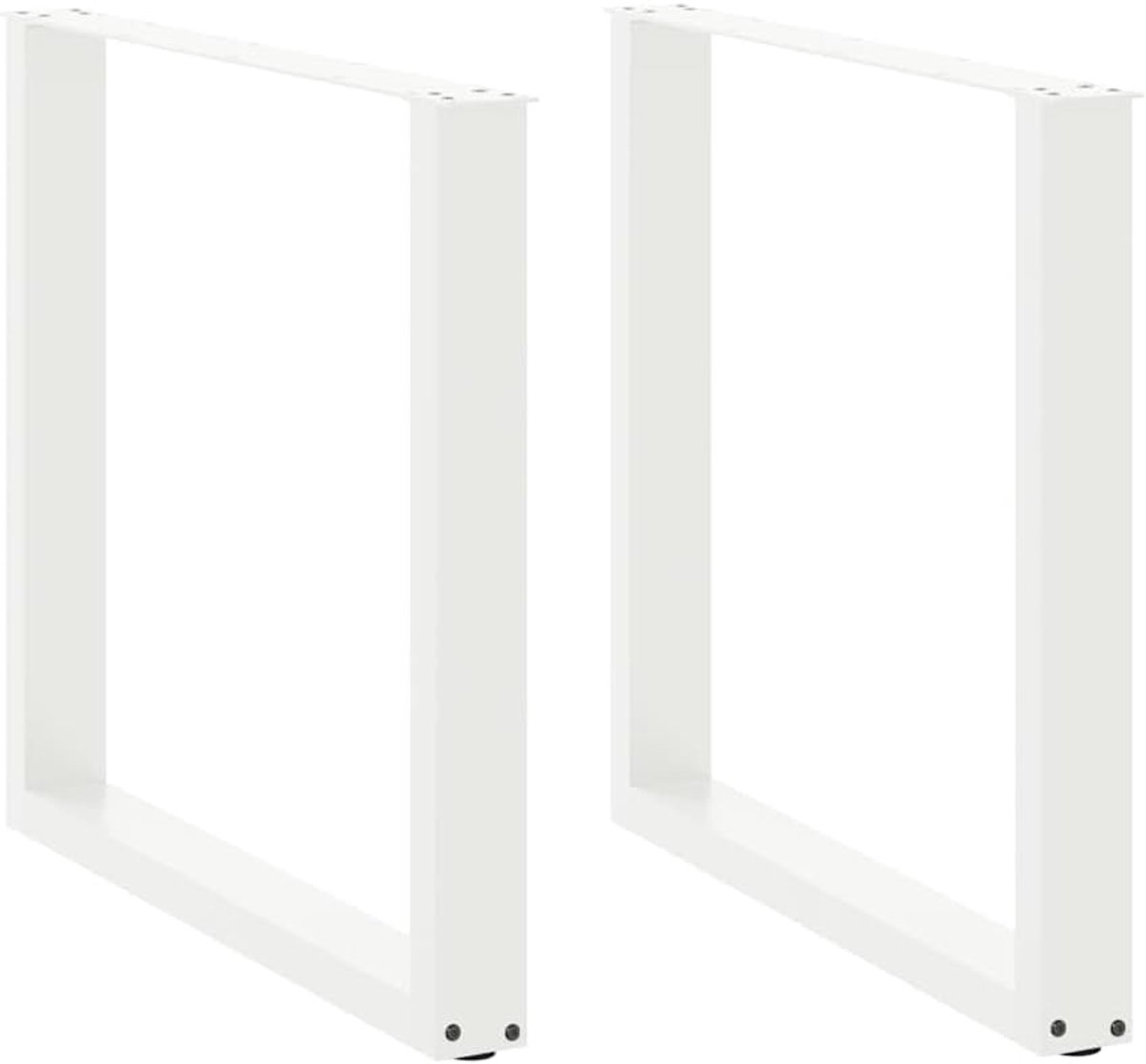 Poten U-vorm 2 STK. Wit 90x(72-73) cm staal, gepoedercoat, vierkant, met verstelbare nivelleringsvoeten en voorgeboorde gaten voor stabiele montage