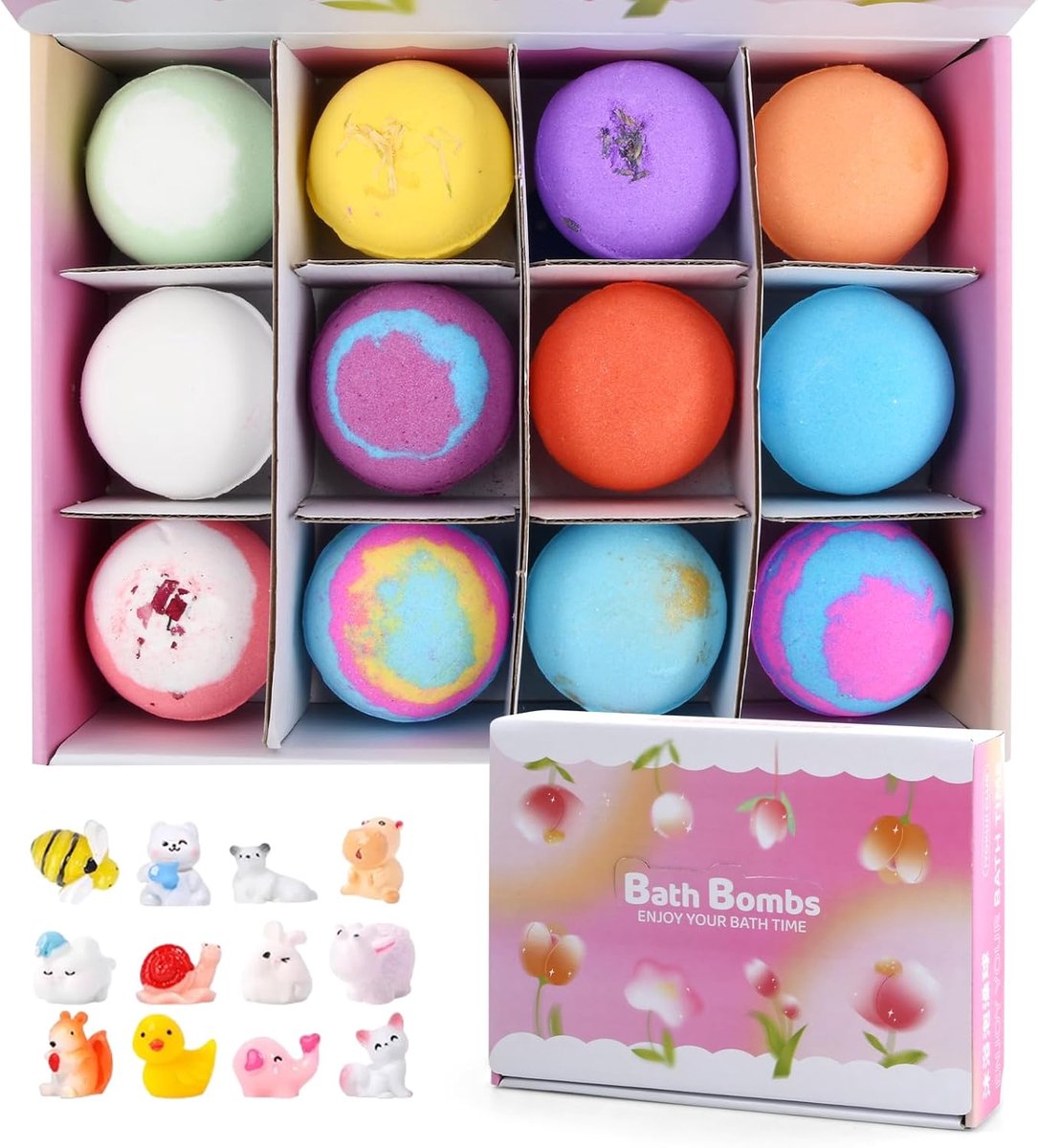 12 stuks badbommen, cadeauset met verrassingsspeelgoed, schuimbadbommen voor kinderen, badbal, schuimbad, badbal, spa, ideaal voor meisjes en jongens