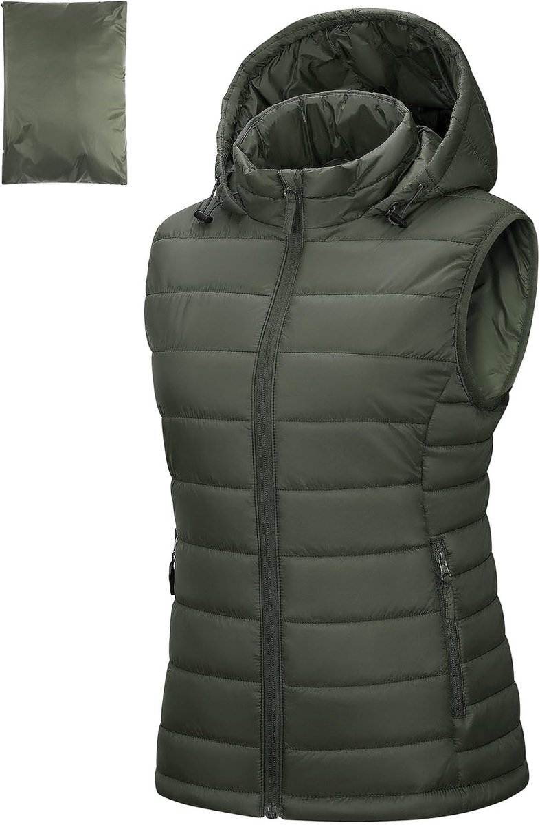 Ventures Gewatteerd damesvest met capuchon, opvouwbaar