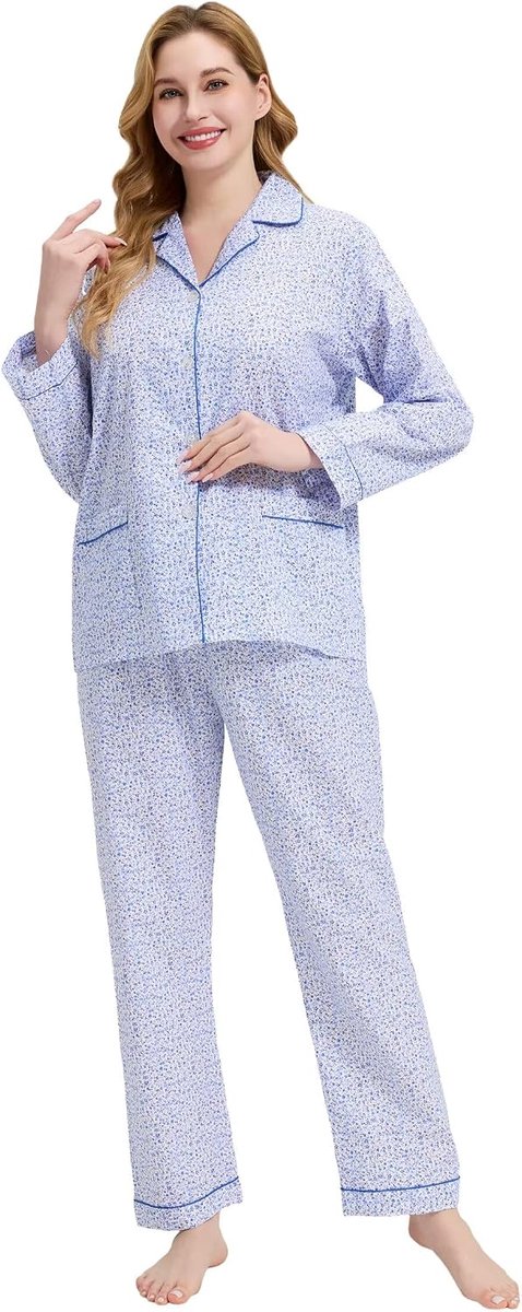 katoenen flanellen pyjama voor vrouwen 100% katoen flanel pyjama set zachte PJS gezellige dames loungewear