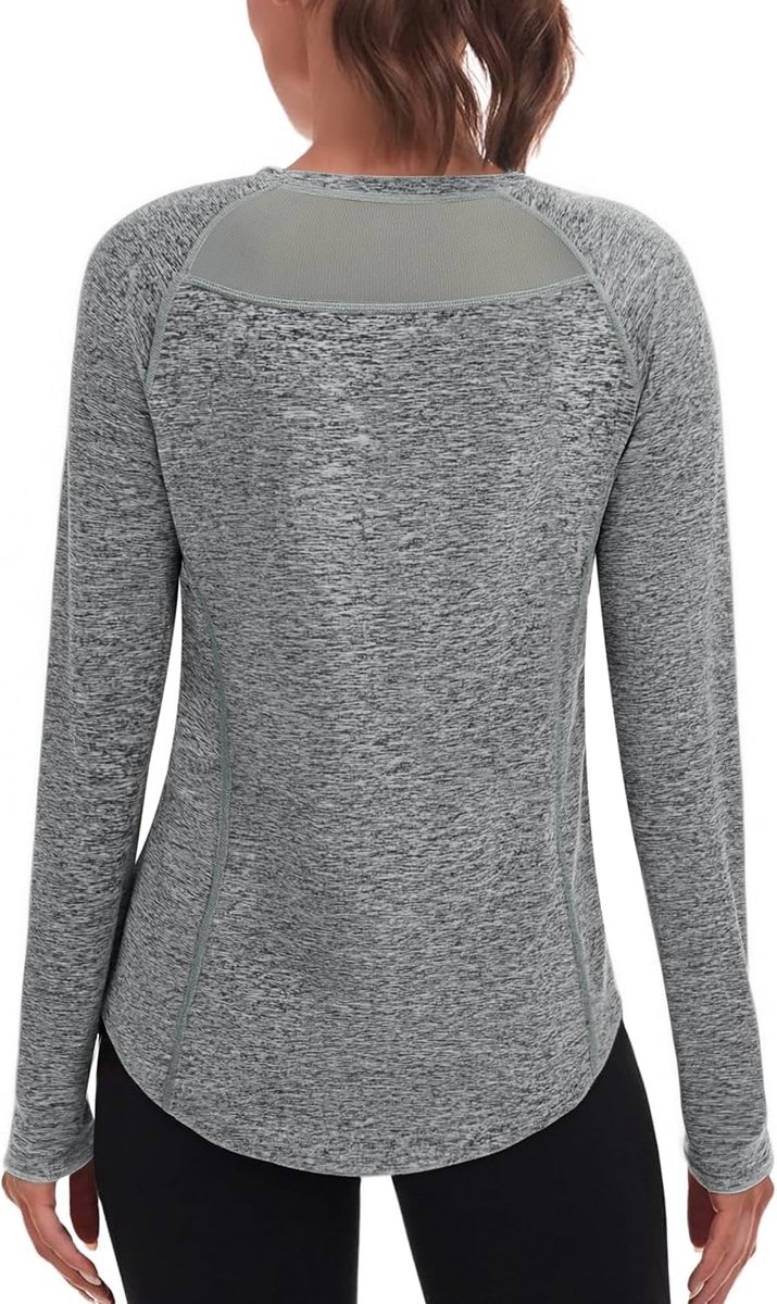 tops lange mouw ronde hals mesh terug running gym shirt