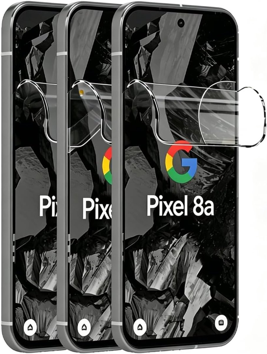 [3 stuks] Hydrogel-displaybeschermfolie voor Google Pixel 8a 6,1 inch, hoge gevoeligheid, flexibele HD Clear beeldschermbescherming, TPU-folie, hydrogel