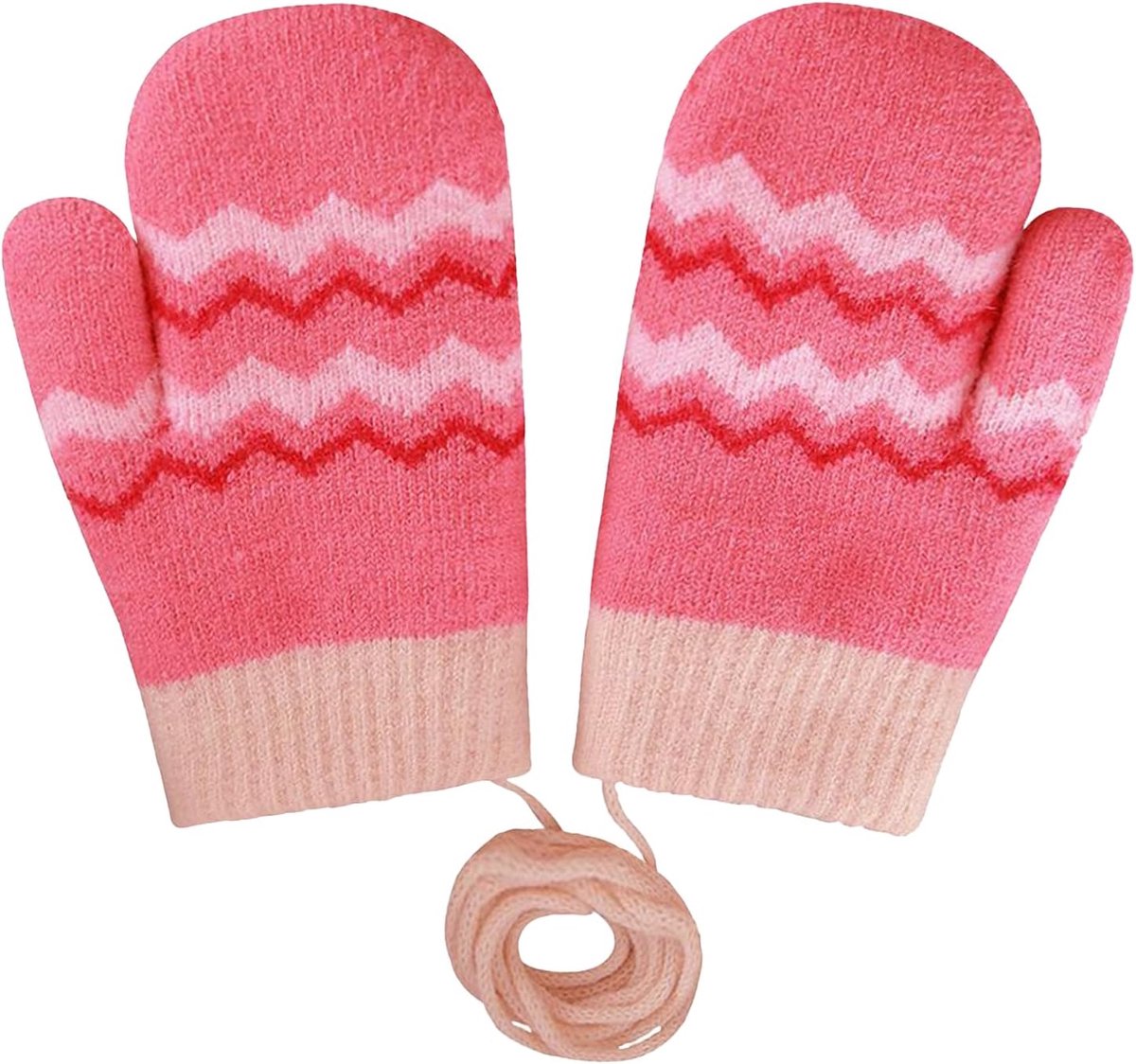 Kinderwanten voor baby's, winter, warme gebreide handschoenen met band, gevoerde wanten, gebreide handschoenen voor 1 2 3 jaar, peuters, jongens en meisjes