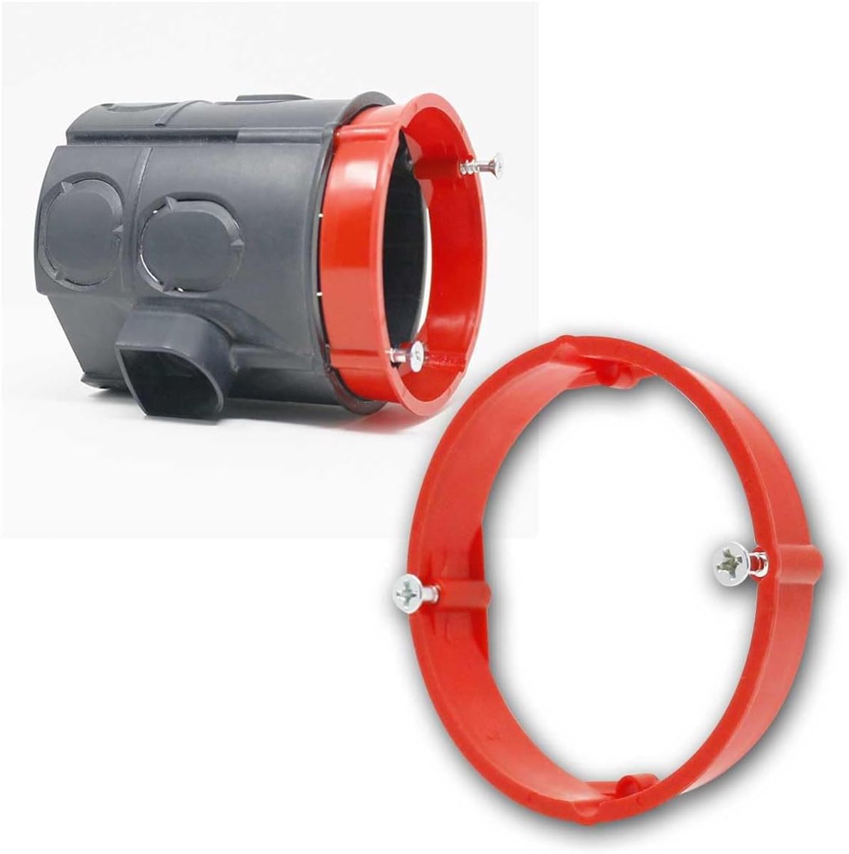 Ø60x12mm, rood, geschikt voor inbouwdozen Ø 60mm, kunnen aan elkaar gekoppeld worden. 15 stuks
