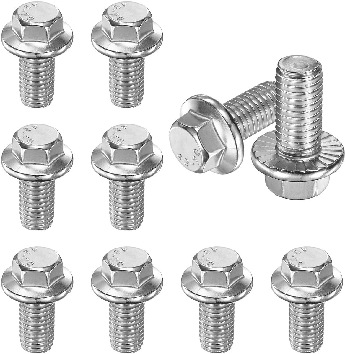 Zeskantbouten met kraag, M12 x 25 mm, 304 staal, externe zeskantaandrijvingsschroeven, metrische schroeven met volledige schroefdraad voor [zilverkleurig]