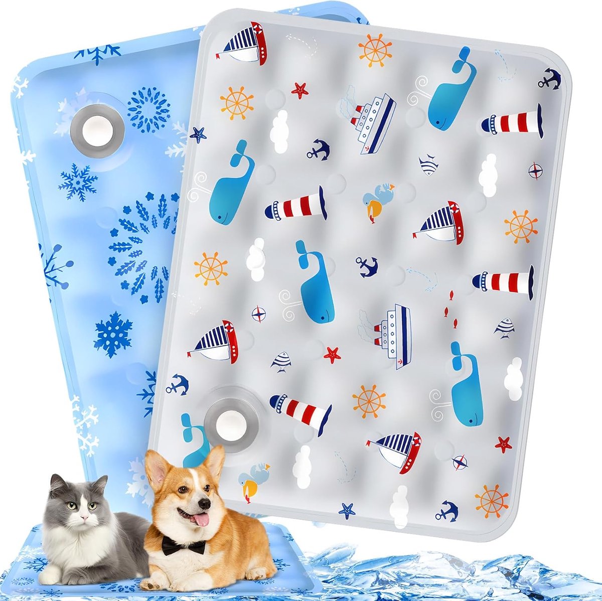 Koelmat voor honden, kat, 2 stuks, koelmat voor honden, 40 x 50 cm, hondenkoelmat, zelfkoelend, wasbaar, hondenkoeldeken voor honden, klein en katten, hondenkoelmat