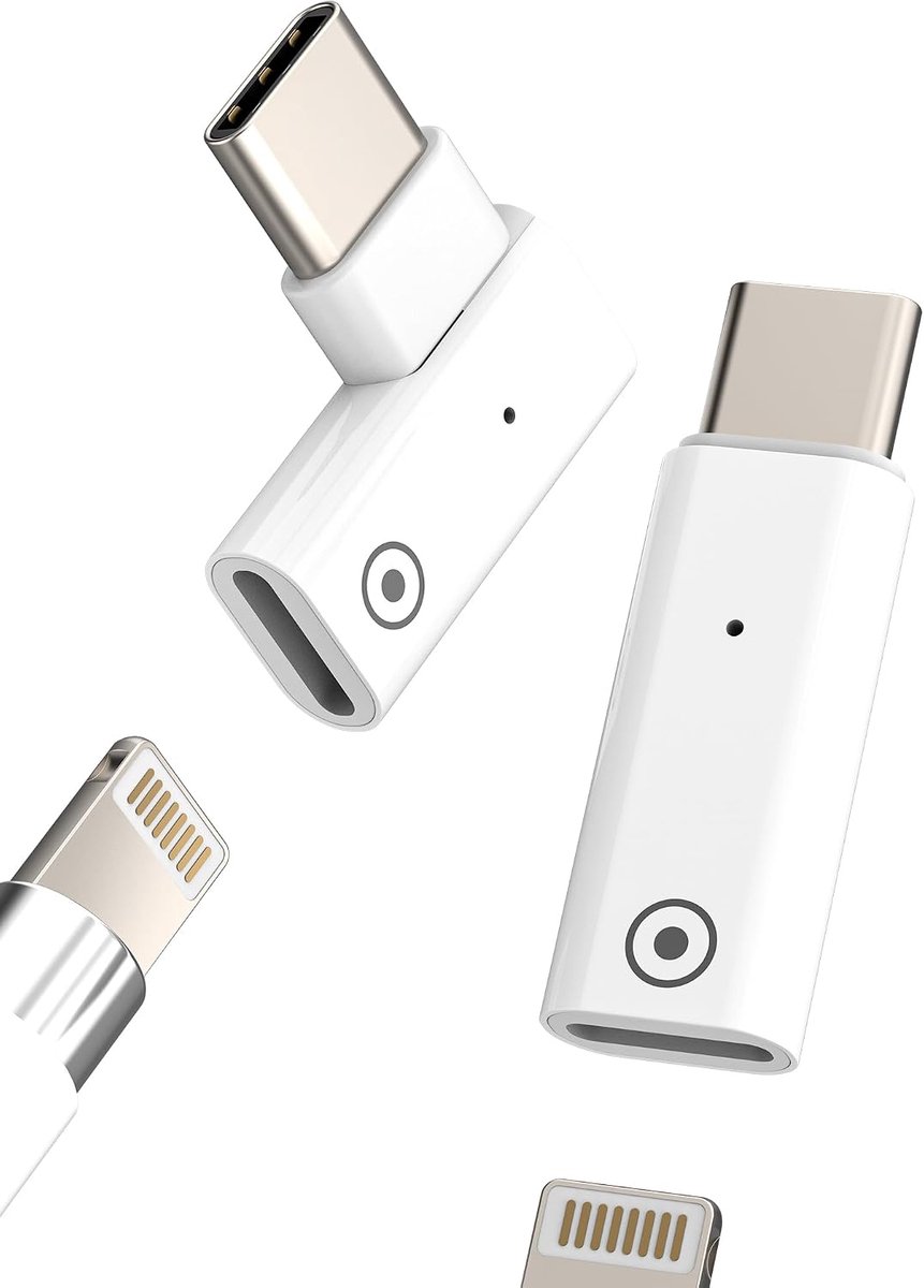 USB C stekker naar Lightning-bus voor Apple Pencil (2 Pack) voor iPhone, MFI-gecertificeerd, Charge-adapter, voor iPad Type C, oplader, converter, generatie 1e generatie, penaansluiting