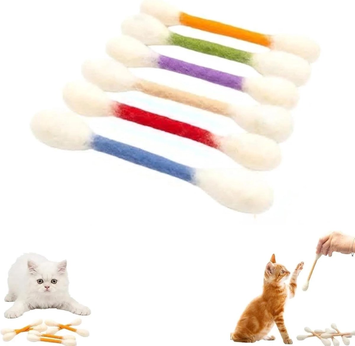 Wattestäbchen, Katzenspielzeug mit Katzenminze, langlebig, riesige Kätzchen-Kaustäbchen für Innenbereich, Angst, Verdauung, interaktiver Zahnbeißstab für Langeweile, Training, Spielen, Verdauungshilfe