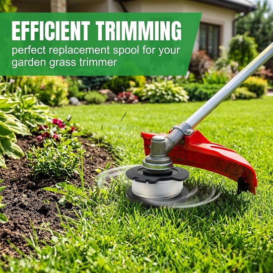 Spoelen voor grastrimmer + 1 rode kap, reservespoel van flexibel nylon voor bosmaaier, accessoires voor tuin en gazon — afbeelding 2