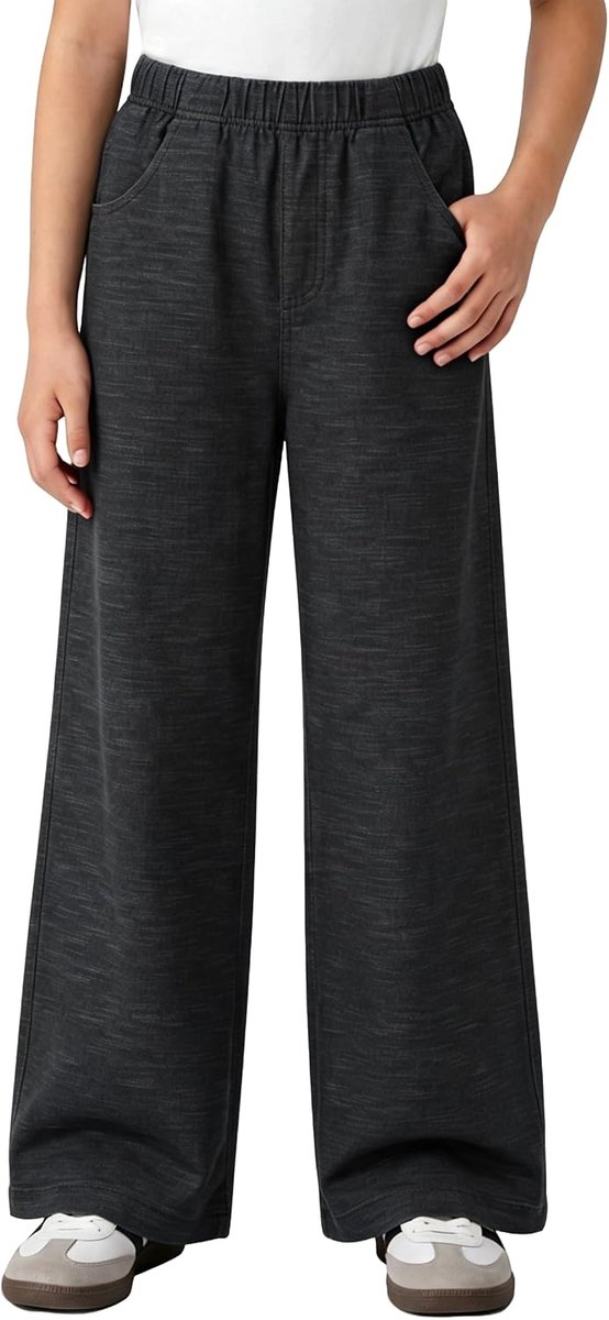 Meisjesbroek met Wijde Pijpen Casual Linnen Broek met Zakken
