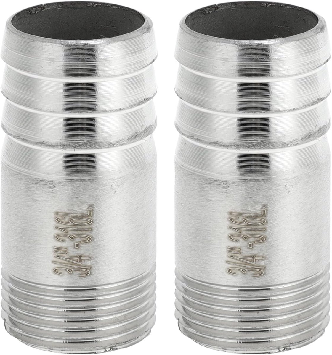 Barb Fitting 3/4" Male BSPT Buislijnconnector Voor Lucht Water Olie Gas Brandstof 316 Rvs 2 Stuks Zilverkleurig