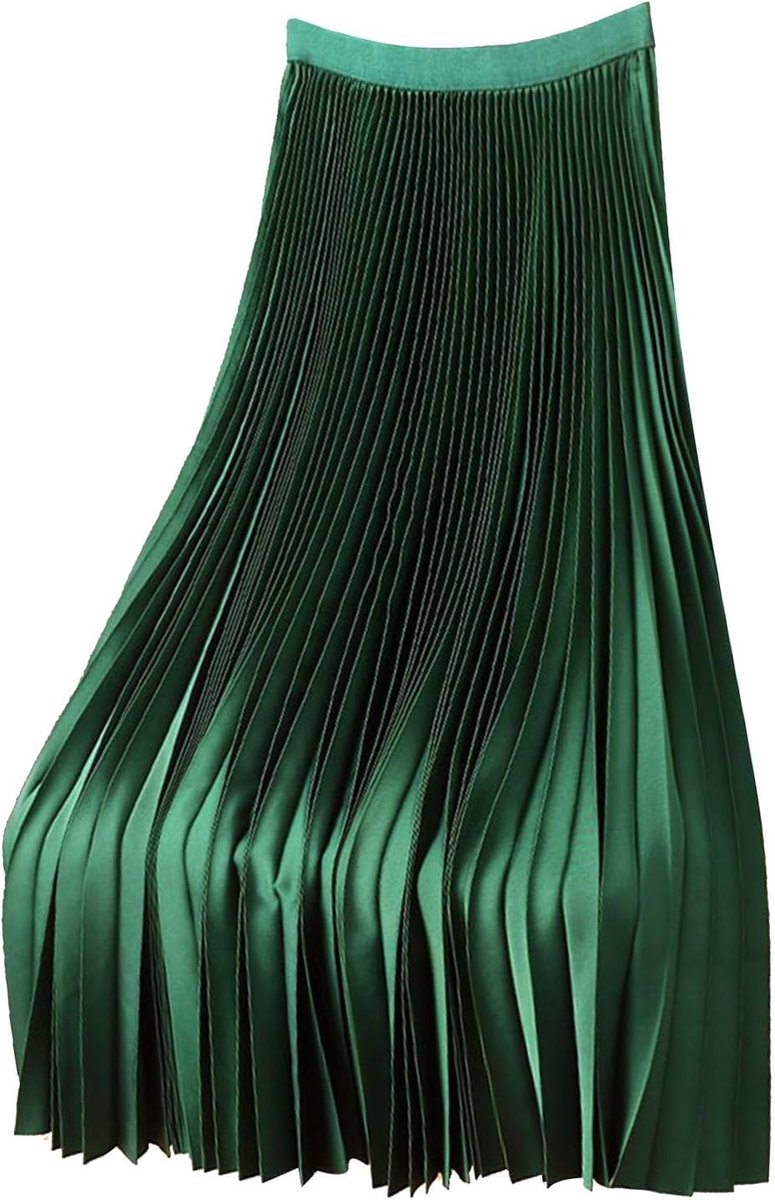 Damesrok met hoge taille, geplooid, uitlopend, trapezium, portemonnee, cocktail, satijn, fluweel, tule, linnen, katoen, denim, zacht, A46