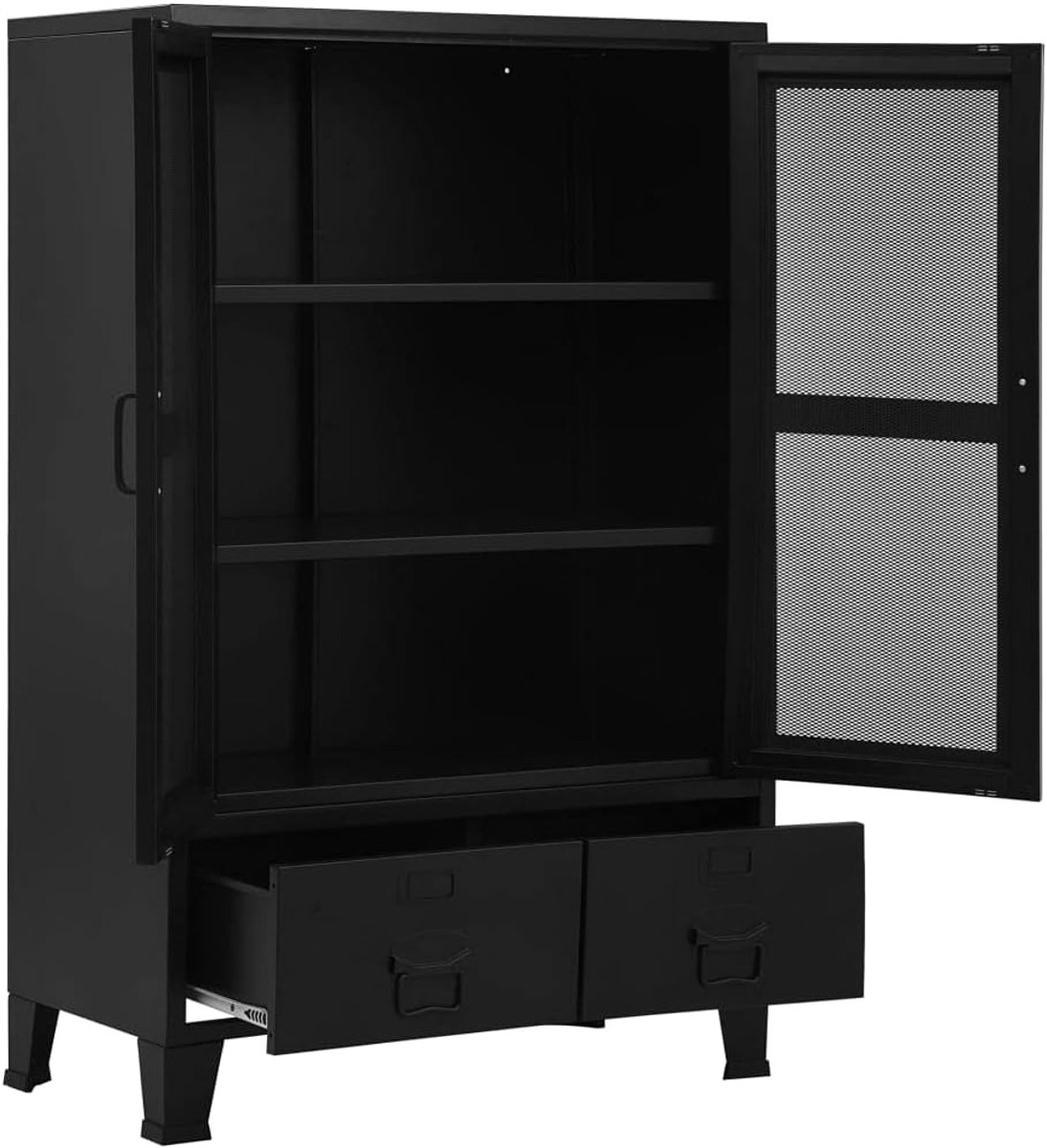 Archiefkast met roosterdeuren en industriële kantoorkast, staal voor kantoororganisatie, 75 x 40 x 120 cm, met gaasdeuren