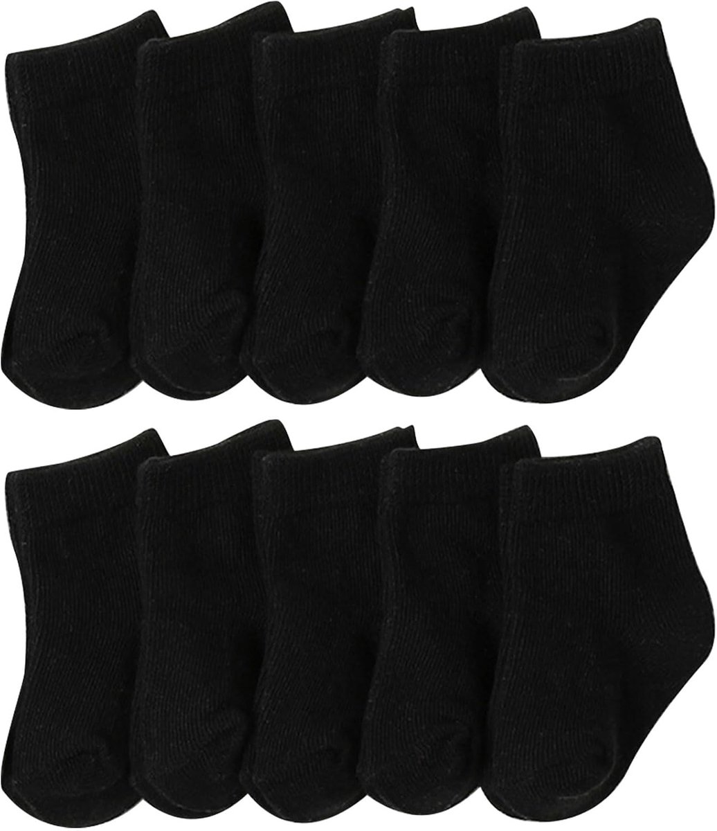 10 paar Baby Crew Socks Zachte Katoenen Sokken Elastische Baby Solid Kleuren Sokken voor Unisex Peuter