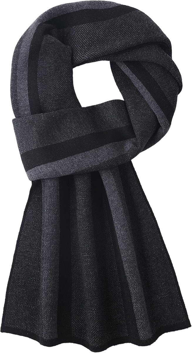 winter 6% wol herensjaal gebreide sjaal wollen sjaal voor heren mode chic casual business - smal gestreept zwart & grijs, J11 smal gestreept zwart & grijs, 180×30cm