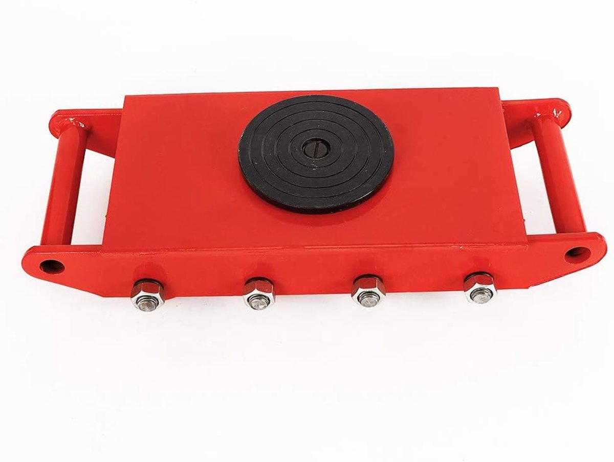 12T Dolly Moving Skate Heavy Duty Industrial Machinery Skate Moving Equipment Cast Steel Machinery Mover met anti-slip oppervlak voor grote zware objecten, 8, 360° rotatie stille wielen (rood, 12T)
