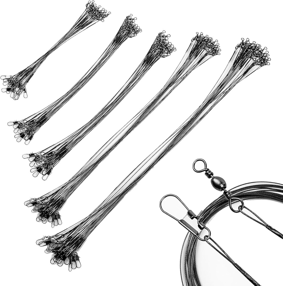 Dailygoods- Vissen Leiders 60 Stuks - Roestvrijstalen Draadsporen - Anti-bijt - Vislijn Accessoires - Snoekvissen - Zoutwater/Z zoetwater - Hoogwaardi