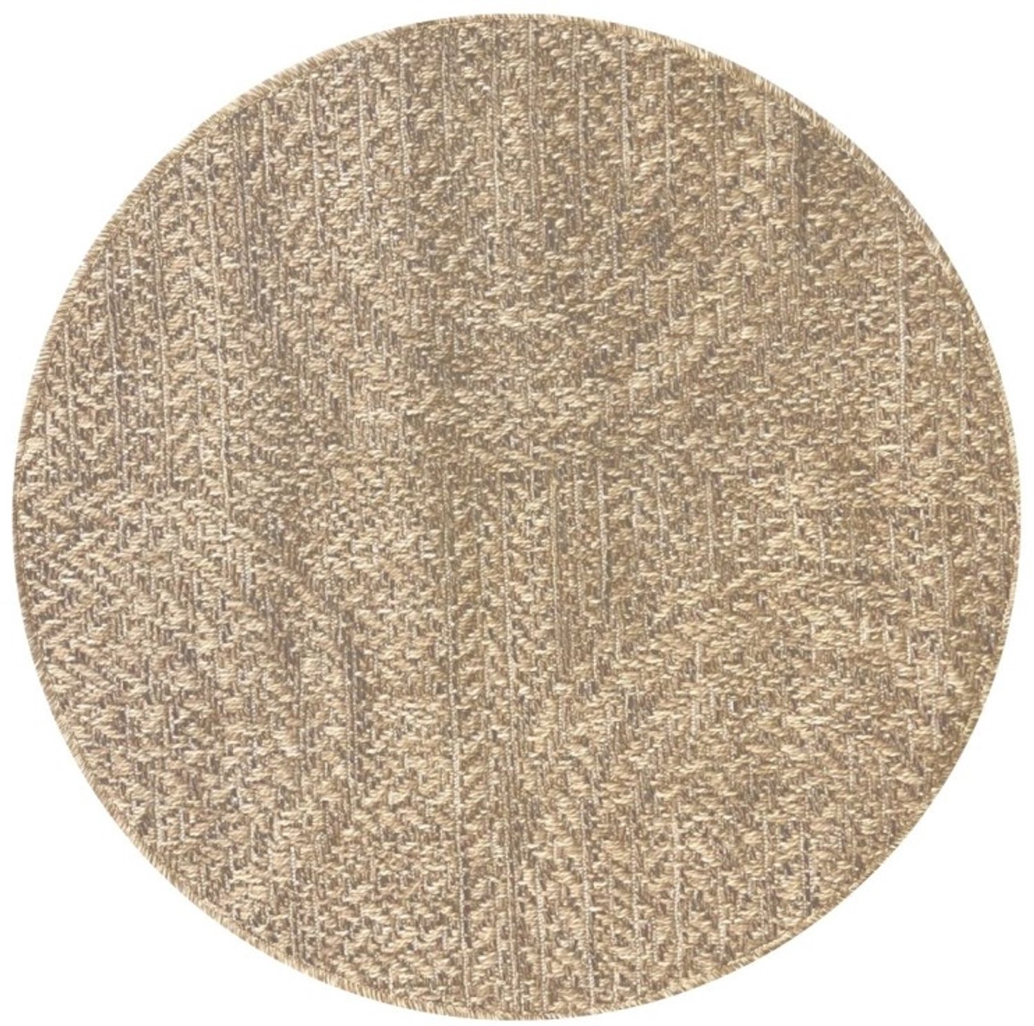 TapisTrend Designer tapijt Naturel 80 cm rond Modern vloerkleed Jute met een gevlochten visgraatpatroon en geometrische texturen voor de woonkamer, slaapkamer en eetkamer