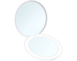 CENPEK Mini LED Pocket Mirror Small Cosmetic Mirror with Light Compact Foldable Double-Sided Round,White - ShopVlot