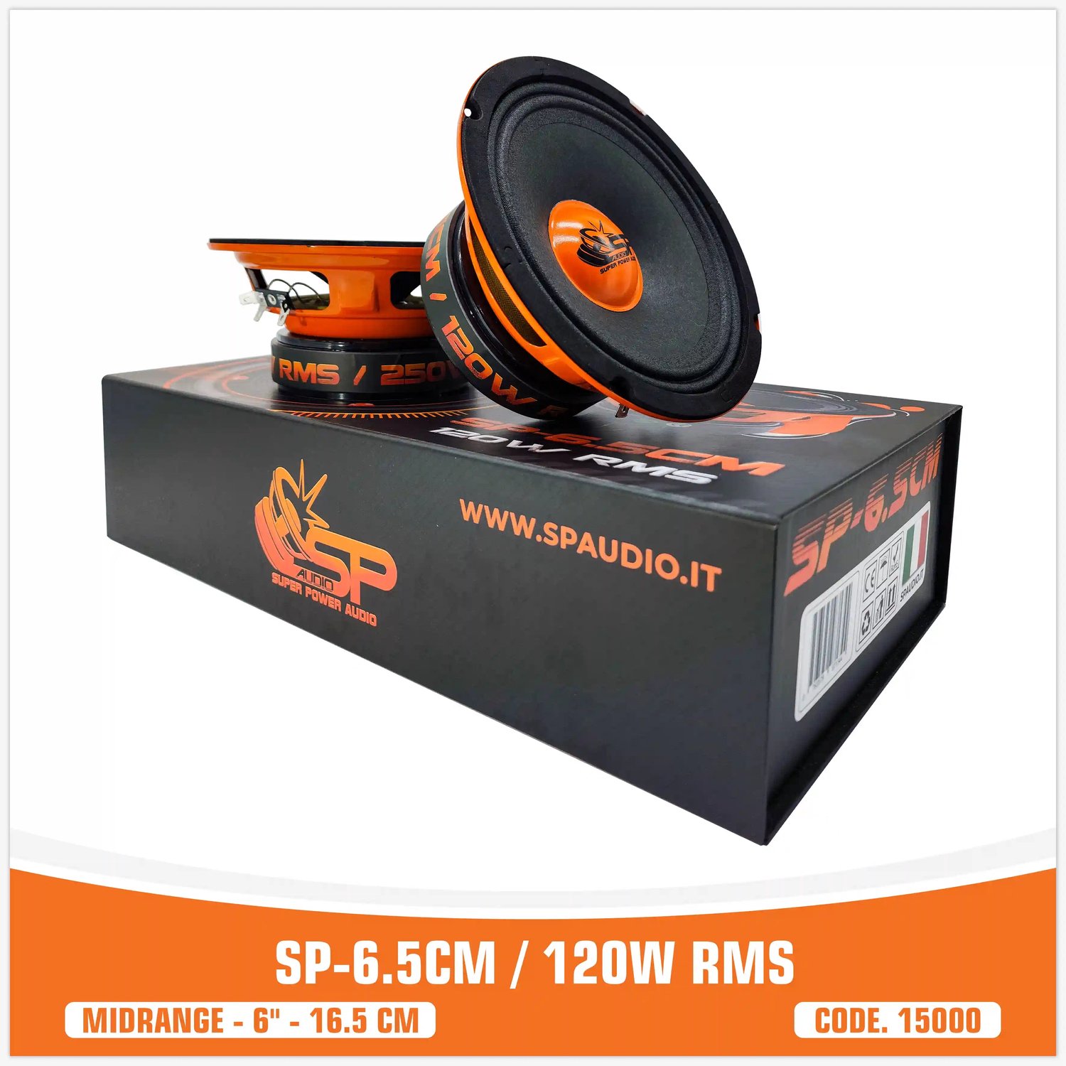 SP Audio SP 6.5CM - Speaker, Car Audio Speaker 16,5 cm (6.5 inch) - Midrange - 120W RMS - 4 Ohm - Set van 2
