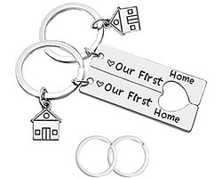 CNYMANY Sleutelhangers voor thuis, 2 stuks, housewarmingparty, cadeau, nieuw huisdecoratie, sieraden, sleutelhanger voor nieuwe huiseigenaar, vrouw, e