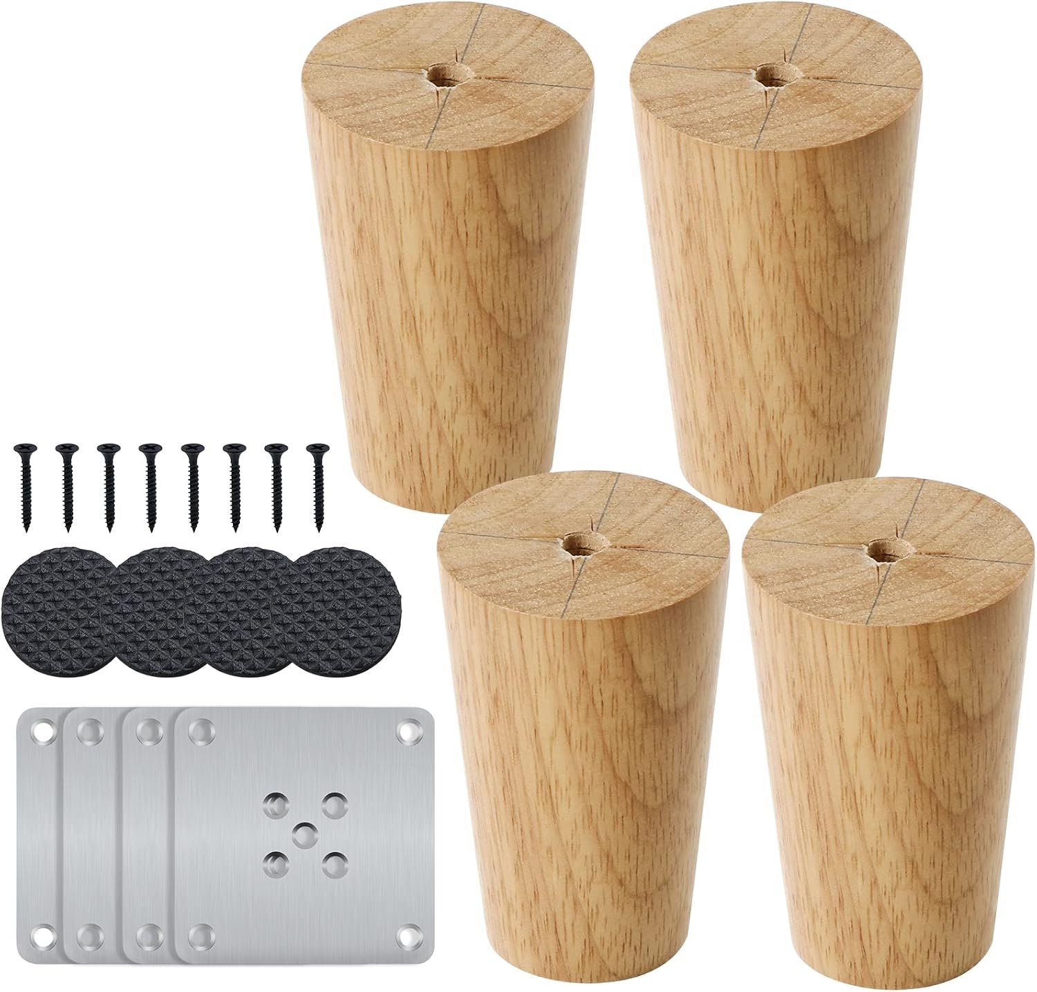 Meubelpoten set van 4 - massief hout 8 cm hoogte - vervangingspoten voor meubels - perfect voor banken - ShopVlot