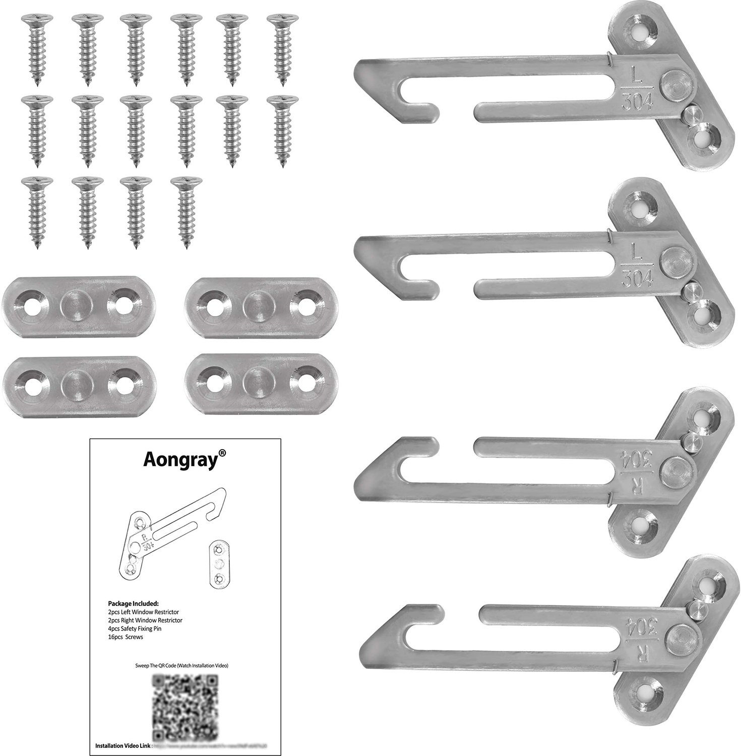 2 paar Window Restrictors Sloten, Aongrey Window Restrictor haak venster voor UPVC roestvrij staal 304 Beveiliging - ShopVlot