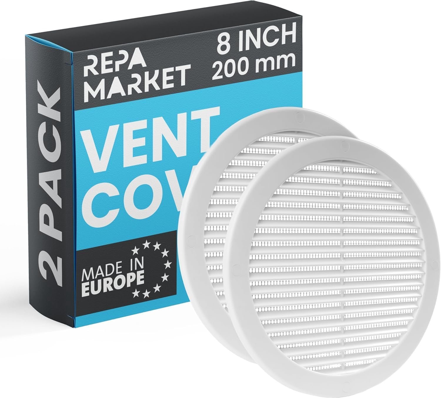 Repa Market 20.5 cm (opening) White Round Ventilation Cover - 2 Pieces Plastic Fresh Air Inlet Hole - ShopVlot