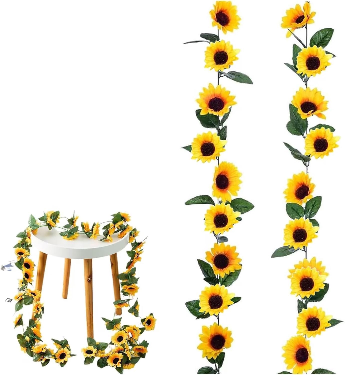 zonnebloemenslinger 2,3 m - kunstbloemen - decoratie voor thuis en feest - set van 2 - Homevero