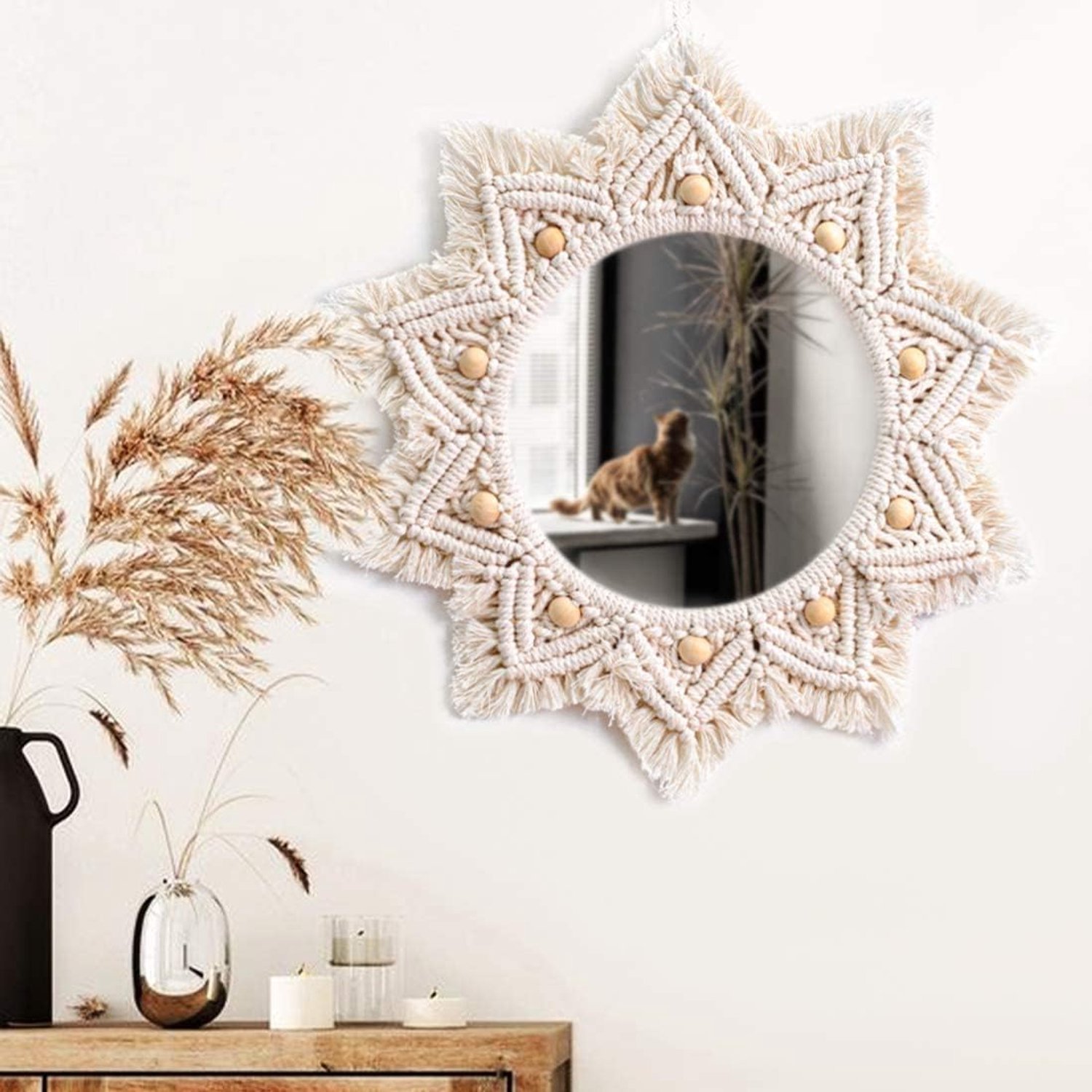 Macrame Handmade Tapestry Makeup Compact Bohemia Decoration Home Bedroom Decorative Wall - ShopVlot