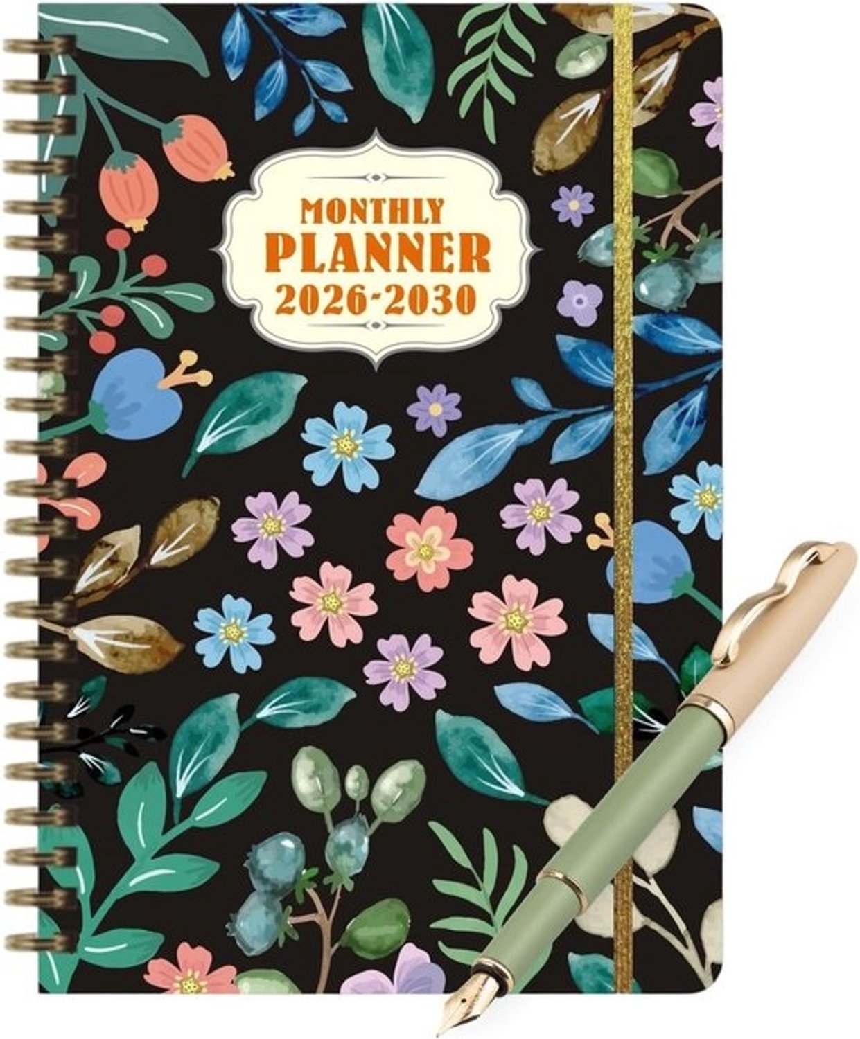 Maandplanner 5 Jaar - Lange Termijn Planning - Zakelijk Bureau Gebruik - Spiraal Gebonden Notities - 21x15cm - Stijl C