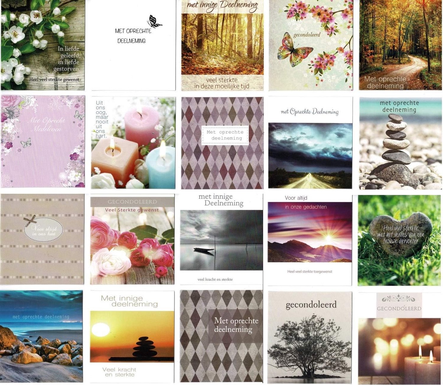Condoleance Wenskaarten 20 Stuks - Vouwkaarten 12x11cm - Inclusief Enveloppen - Voor steun en troost - ShopVlot