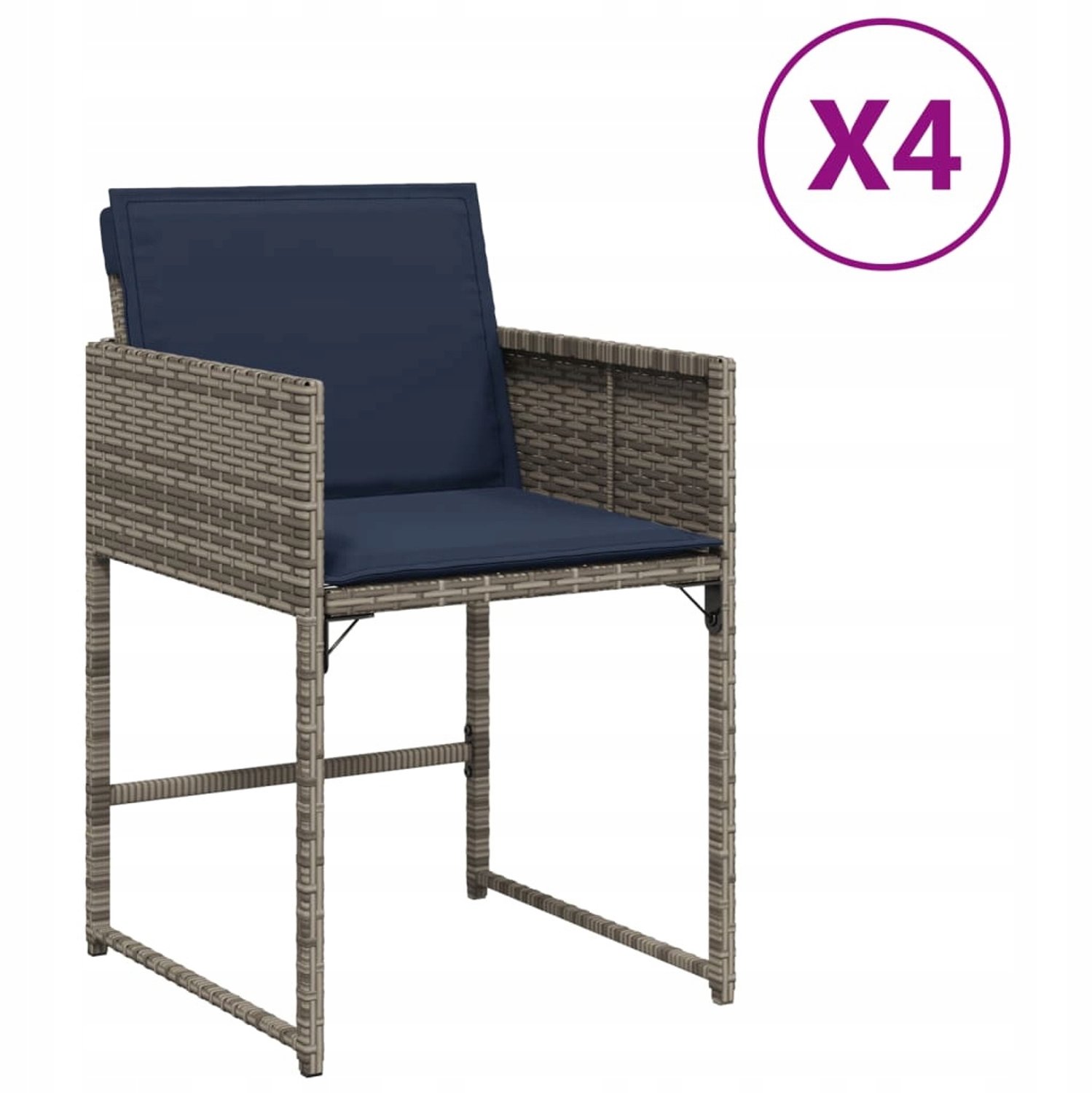 4x Tuinstoel met Kussen - Stevig Rotan voor Terras & Balkon