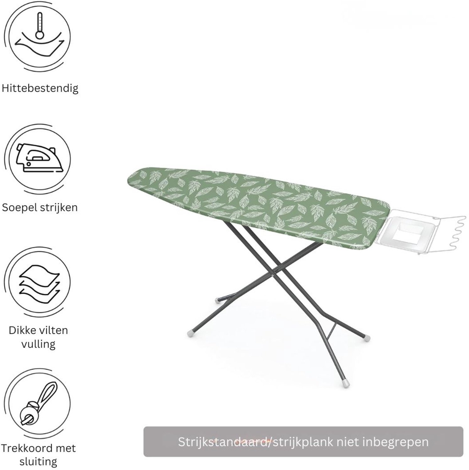 DailySupplies® Strijkplankhoes - Strijkplankhoezen - Strijkplankovertrek -Groen met wit