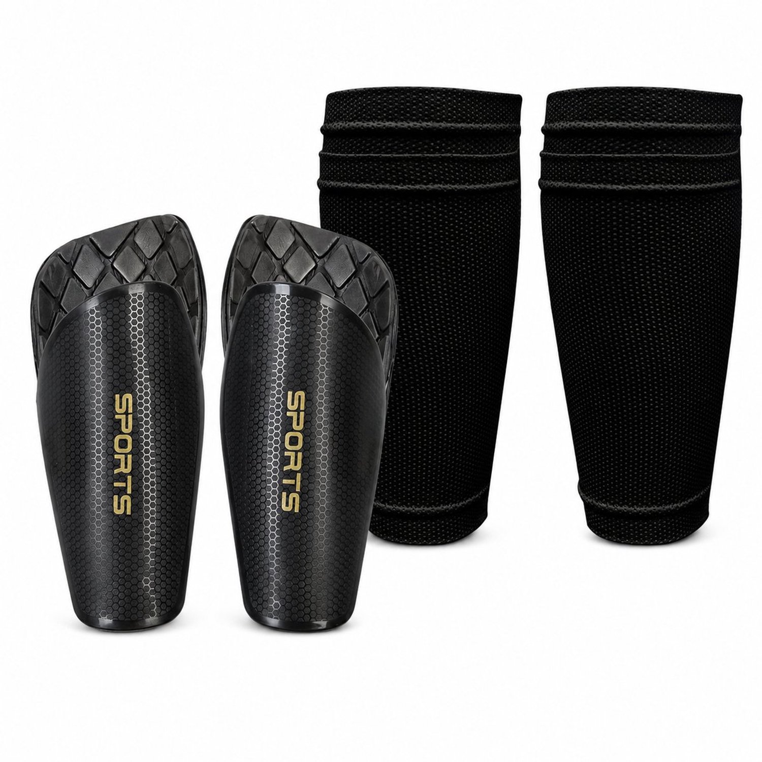 Suotu Scheenbeschermers Voetbal - Shin Pad Sleeve - Lichtgewicht Shin Guards voor Kinderen en Jeugd - Maat L - Zwart