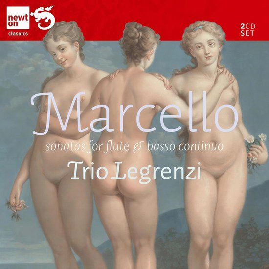 Albumhoes met drie naakte vrouwen en tekst 'Marcello sonatas for flute & basso continuo Trio Legrenzi 2CD SET'.