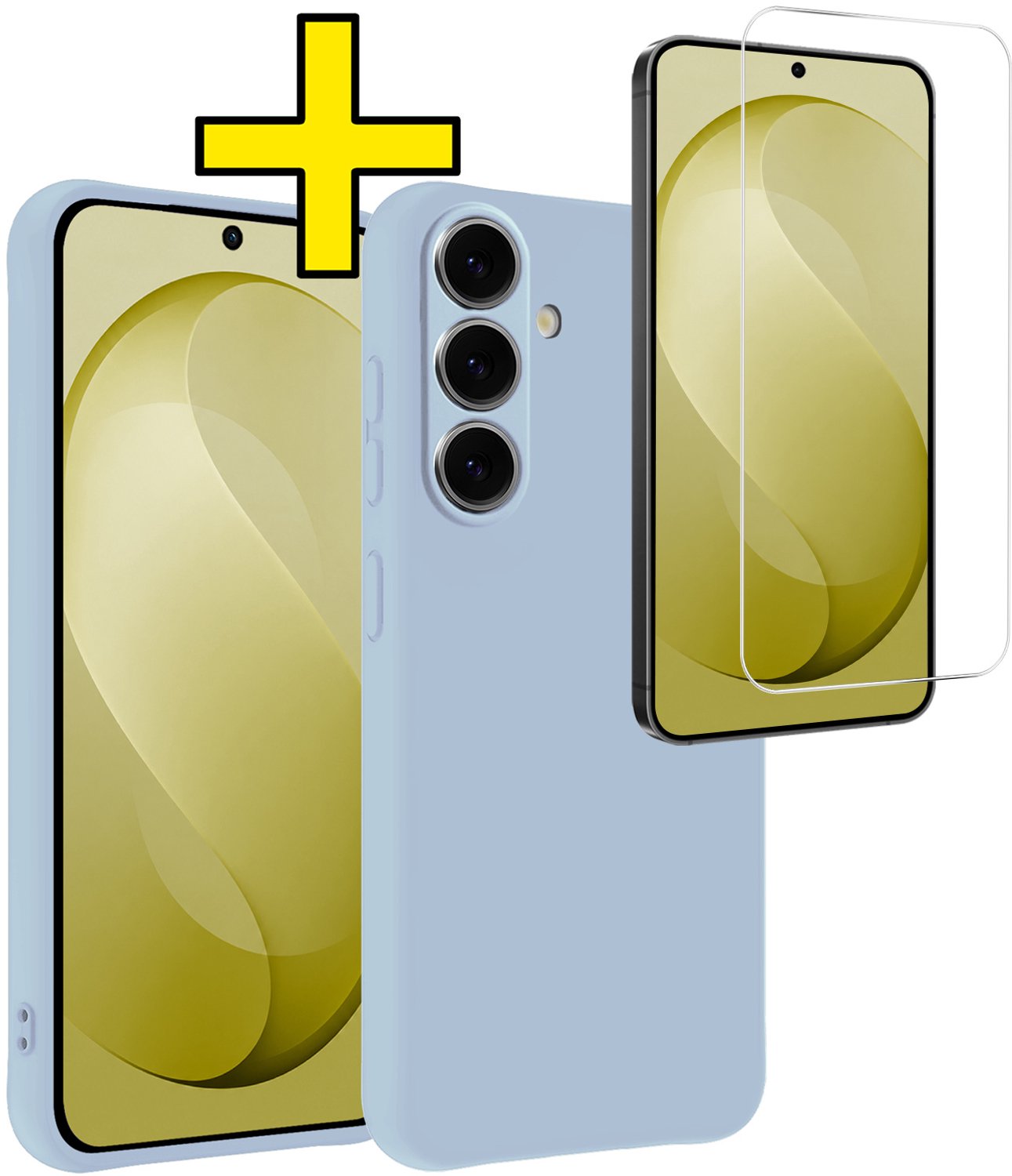 Hoesje - Met Screenprotector - Geschikt voor Samsung Galaxy S26 FE - Sterk & Shockproof - Back Cover - Siliconen Case - Telefoon Hoes - Telefoonhoesjes - Lichtblauw