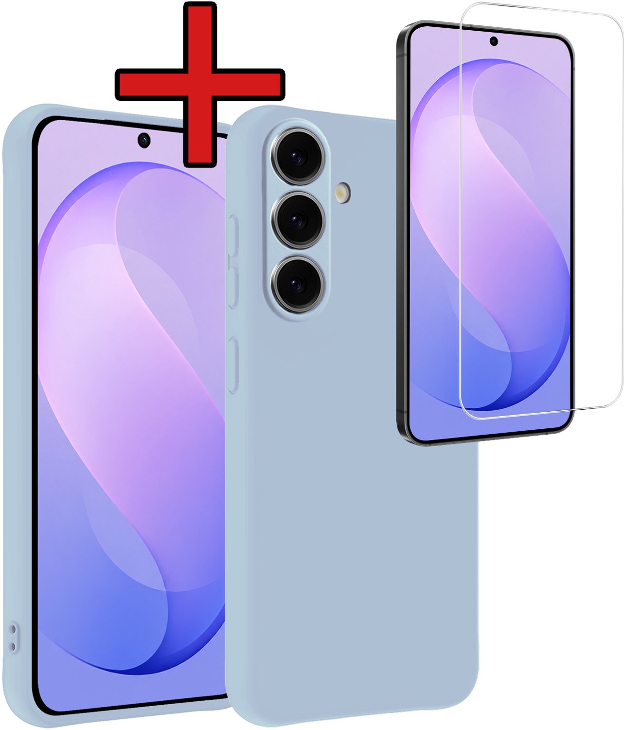 Hoesje - Met Screenprotector - Geschikt voor Samsung Galaxy S26 FE - Sterk & Shockproof - Telefoon Hoes - Back Cover - Siliconen Case - Telefoonhoes - Lichtblauw