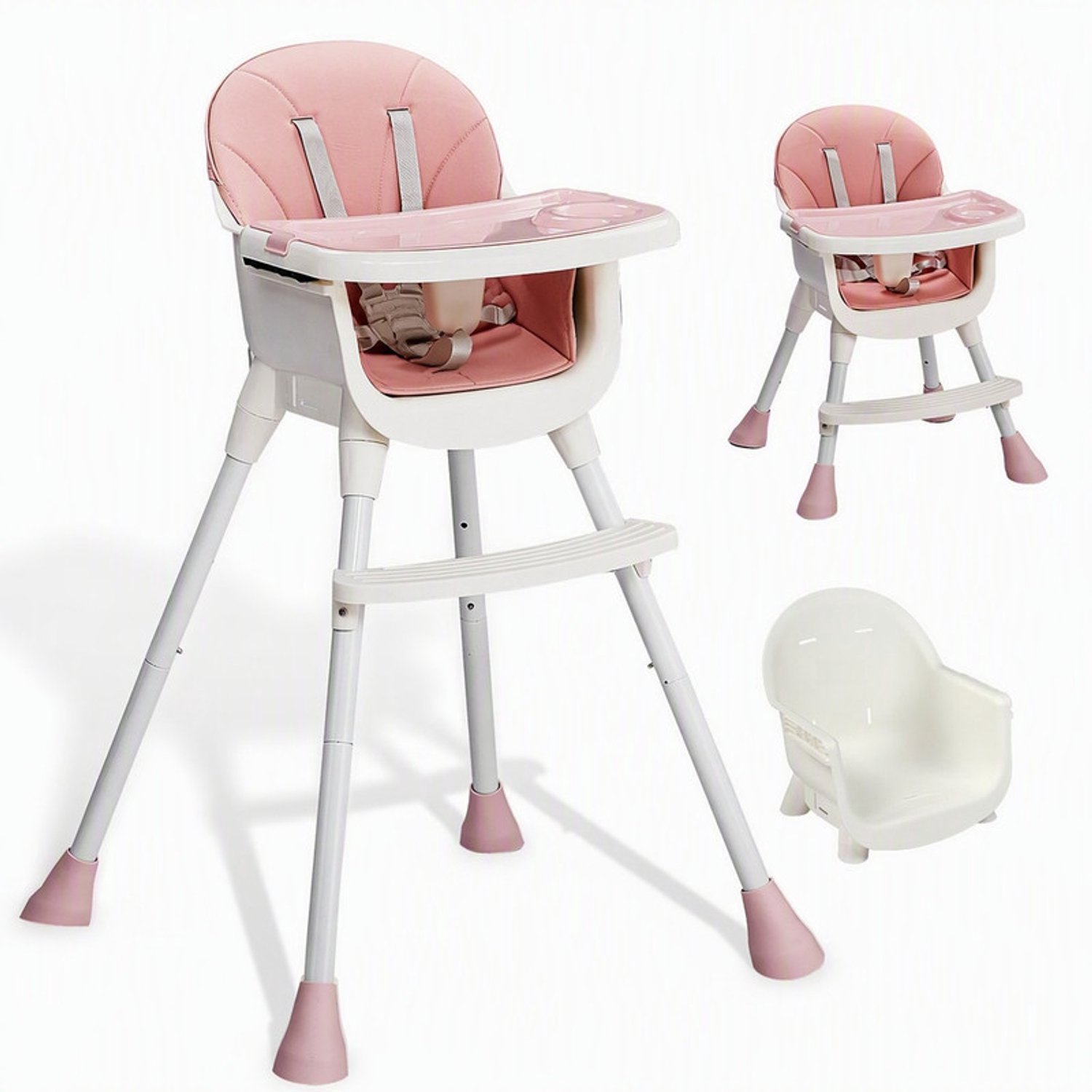Kinderstoel LEADZM - Babykinderstoel, twee verstelbare hoogtes, met wiegfunctie, opvouwbaar - 96 x 66 x 62 cm, Roze