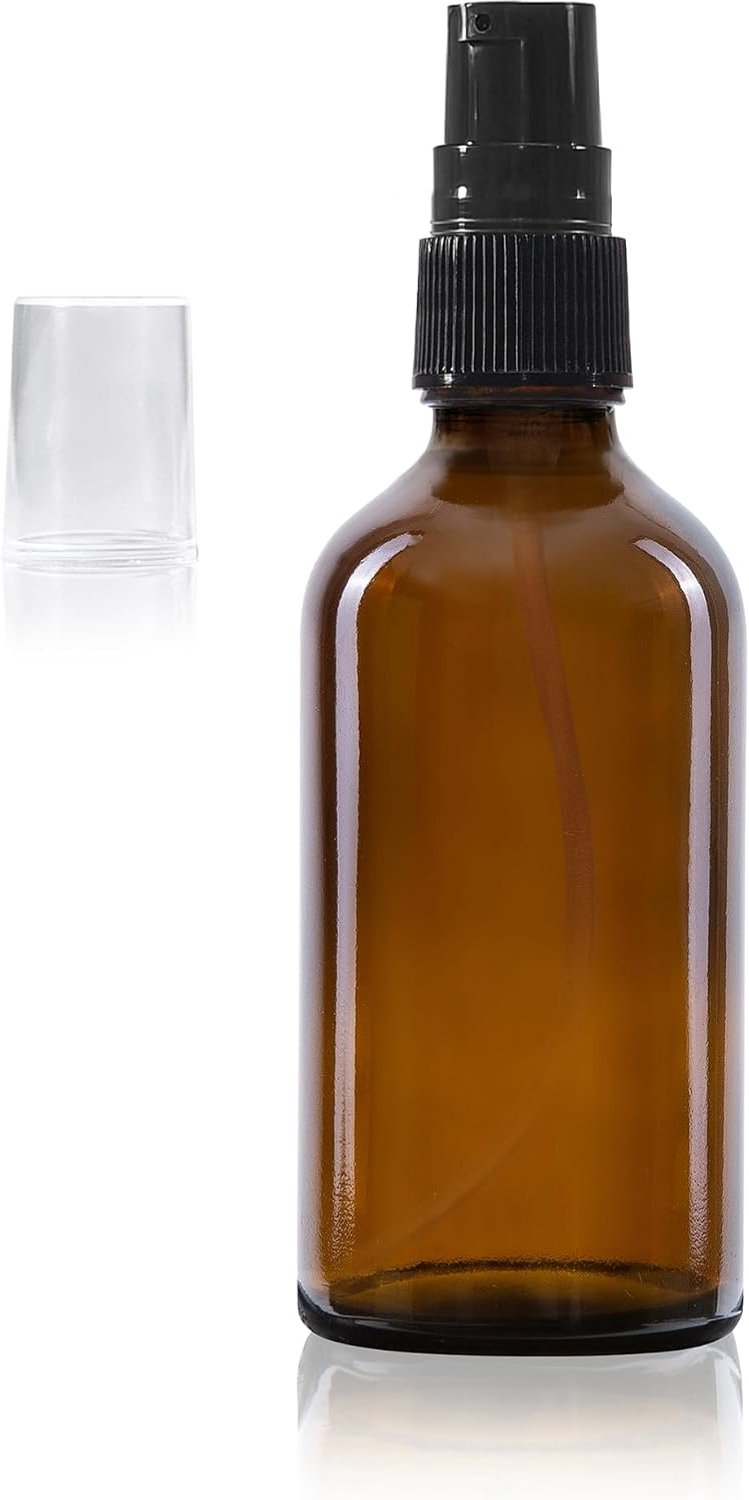 Pompdispenser 10 x 50 ml - Bruine glasflessen - Inclusief 10 labels - Perfect voor lotions en crèmes - ShopVlot