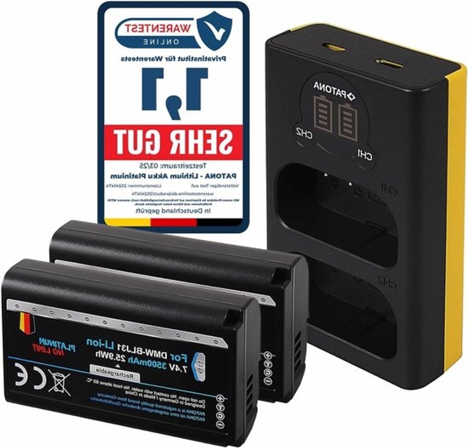 Camera Batterijen Set - Accu's Oplader - Fotografie - Dual LCD Oplader - 2x 3500 mAh - Zwart