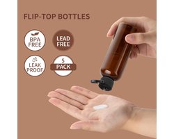 Toureal 100 ml barnsteen reisflessenset met flip cap (5 stuks), lege dispenser, plastic flessenset, vulflessen voor - ShopVlot