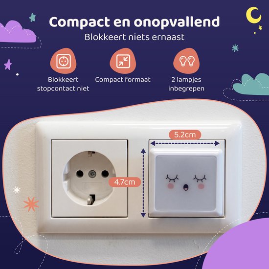 Nuvance Nachtlampje - Nachtlampje Kinderen - 2 Stuks - Nachtlampje Stopcontact - Dimmen - Stopcontact Lampje - Nachtlamp Kind van Nuvance — afbeelding 5