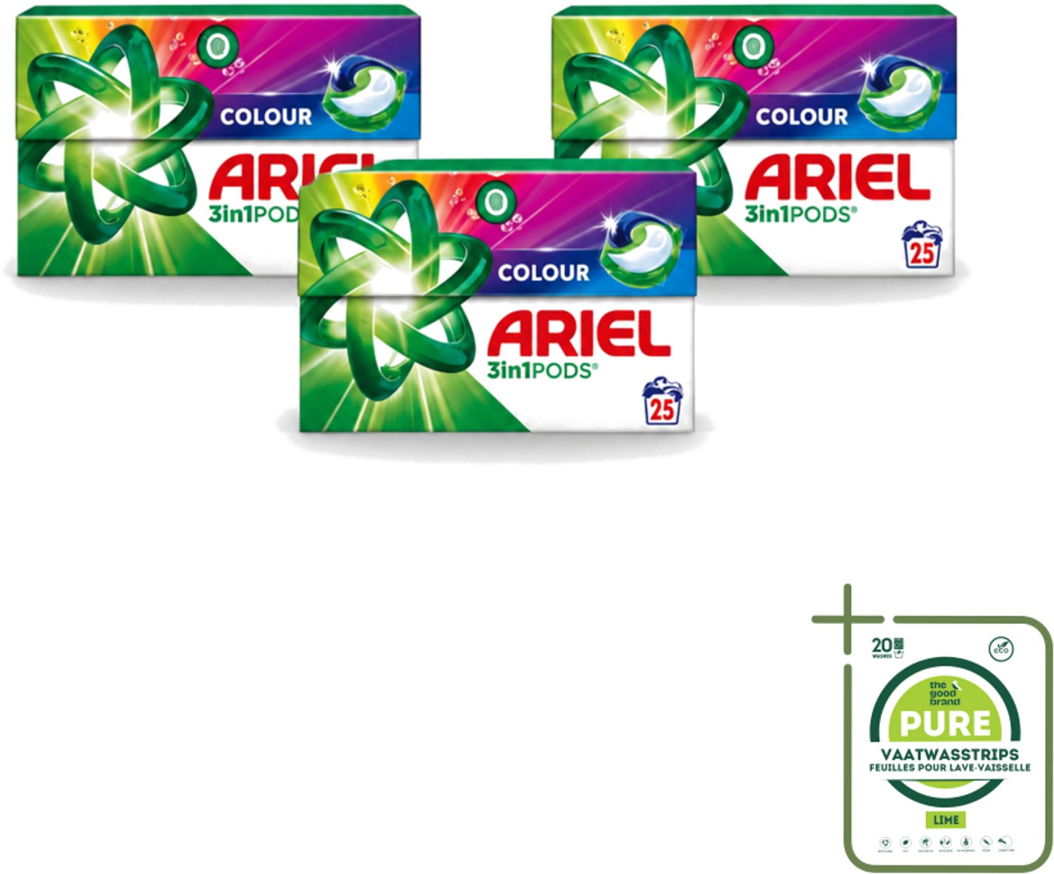 3 x Ariel – Pods 3in1 – Color – 500 g – 25 wasbeurten - Grootverpakking - Vaatwasstrips - Kleurwas - Kleurbehoud - Wasmiddel - 3in1 Pods - Ariel Pods