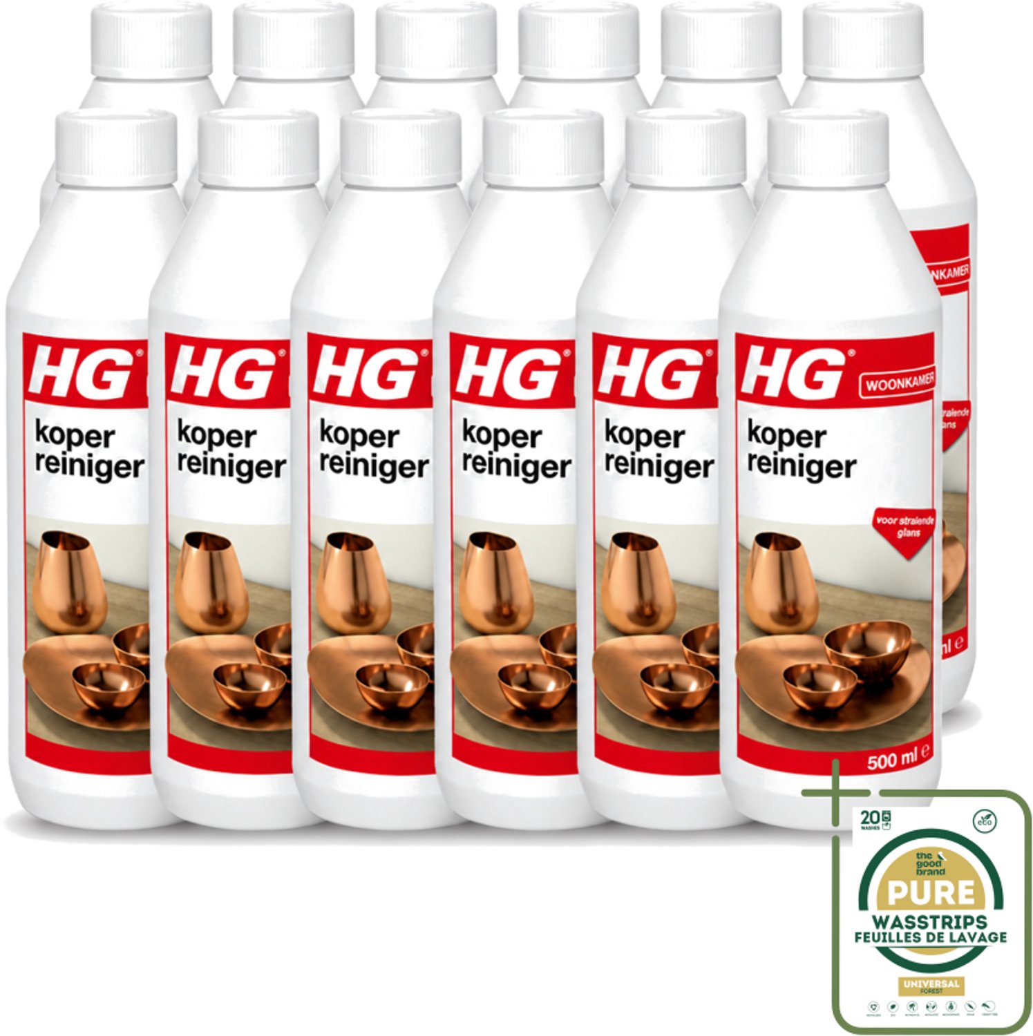 12 x HG - Koper Reiniger - Voor Stralende Glans - 500 ml - Koper Reinigen - Koper Glans - Messing Reinigen - Bronzen Reinigen - Koper Oplossing