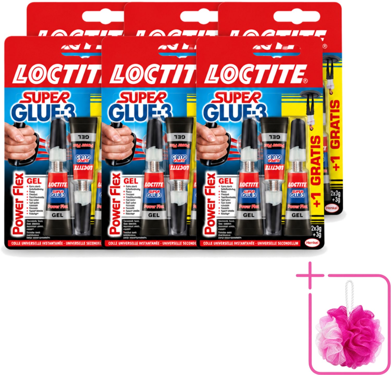 6 x Loctite - Secondelijm - Power Flex - 3 Lijmtubes - Bulkverpakking - Secondelijm - Douchemop - Power Flex